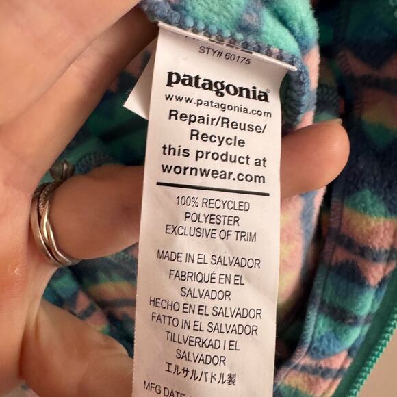 Patagonia Infant Micro D Fleece One Piece Baby Bunting 18-24 Months Aztec 60175 - Picture 7 of 10